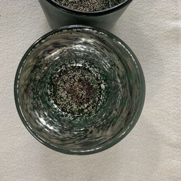 3 Glass Candle Holder Votive Tealight Christmas Holiday Snowflake Green Silver - Picture 15 of 16